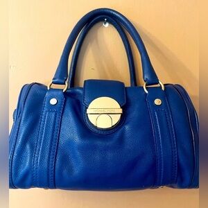 MICHAEL KORS Royal Blue Pebble Leather Satchel with Gold Hardware EUC